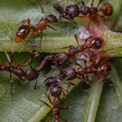 mrówki niszczące liść w warzywniaku